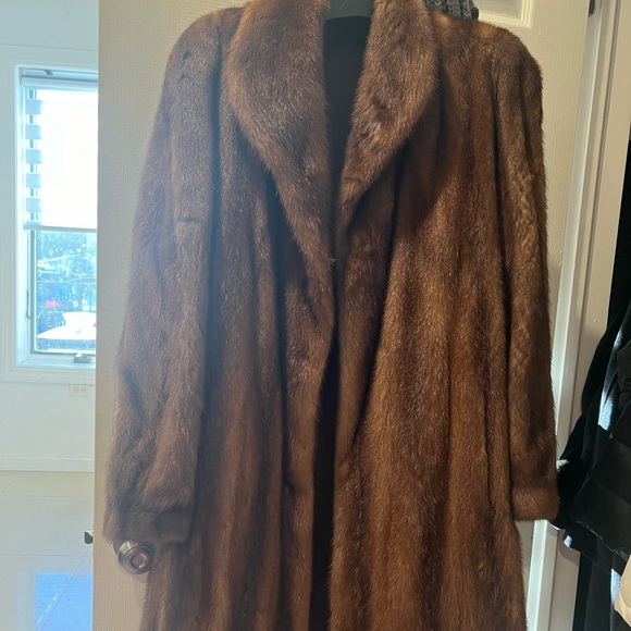 Brown mink women long swing coat - size 16. Made in Spain - Picture 5 of 7